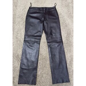 Vintage BCBG MAXAZRIA Leather Pants‎ Womens 10 Maroon Wine Biker Moto 90s Y2K